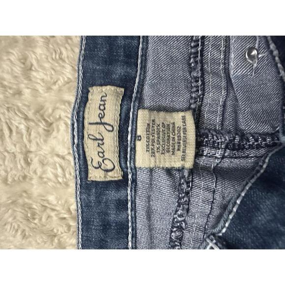 Vtg Earl Jeans Y2K medium wash rhinestone embellished denim capris Size 8 - Picture 4 of 8